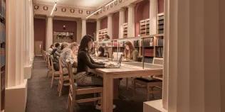 Law Library Senate Room table with students 