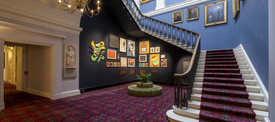 View of collection artworks in Old College stairwell August 2024