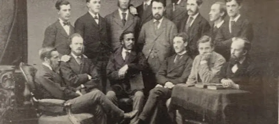 A group of doctors are shown in a 1901 photograph. One of the doctors is the subject of the article, Dr George Rice.  