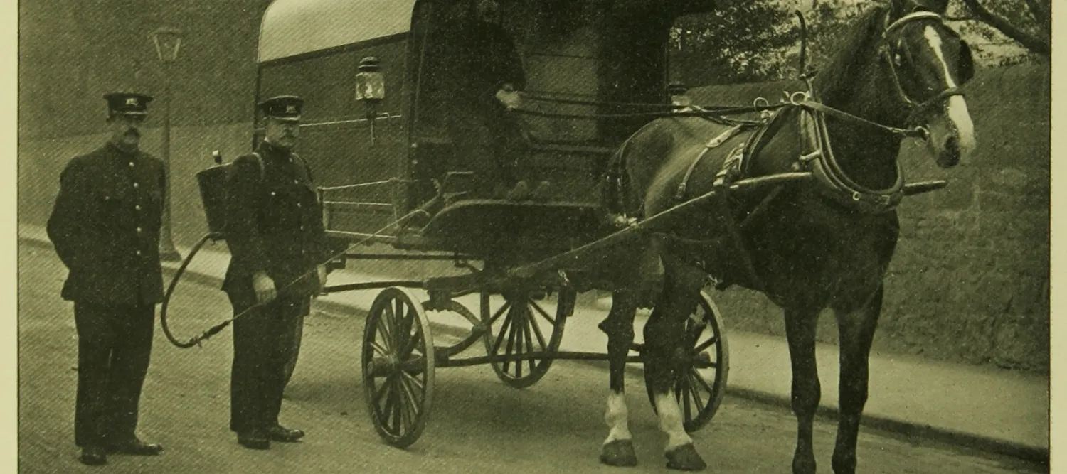 Horse-drawn disinfecting van