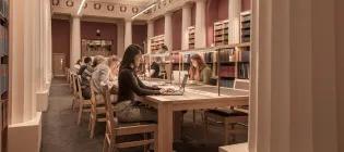 Law Library Senate Room table with students 