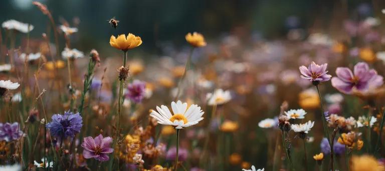 Wild flowers with bees