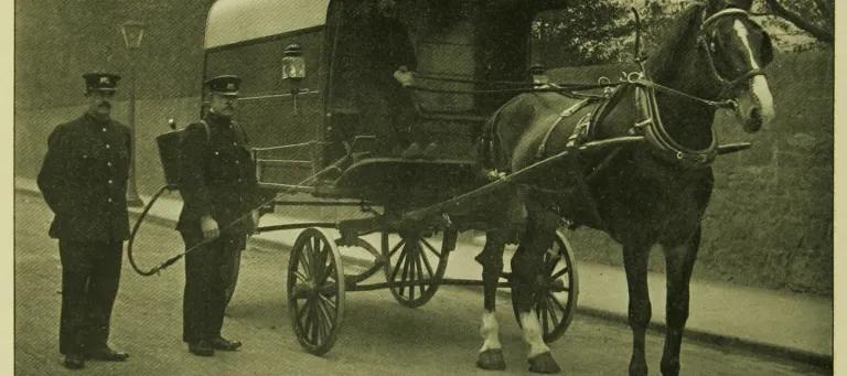 Horse-drawn disinfecting van
