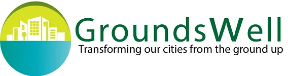 Groundswell logo. It reads "Groundswell, Transforming our cities from the ground up"