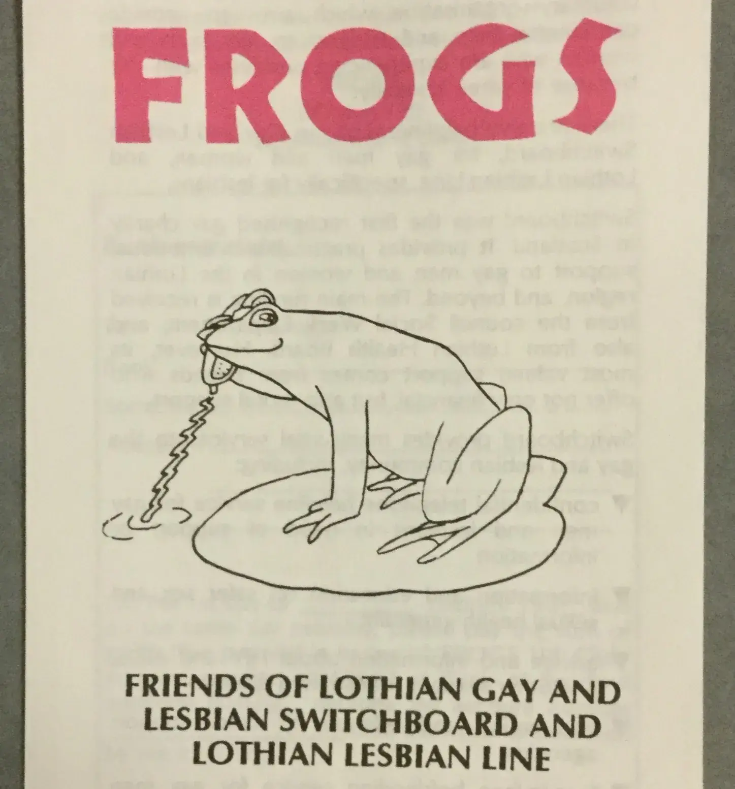 Cover image: Friends of Lothian Gay and Lesbian Switchboard