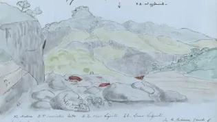 Charles Lyell, Sketch of the geological formations of the Fajaa do Taboado and the Achada do Mundo, 1850s (Coll-203/2, f.58)