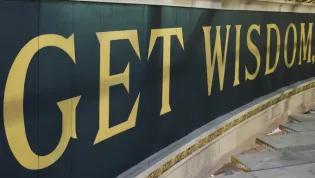 “Get Wisdom” detail from the ceiling of McEwan Hall