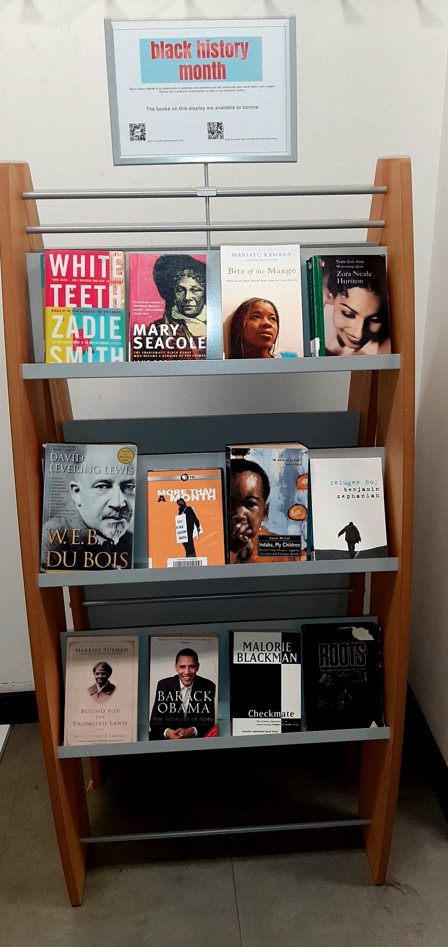 Black History Month books on display in the main library