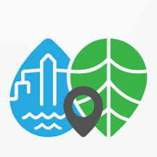 Our Outdoors project logo, two overlapping leaves with a 'location' icon in the middle.