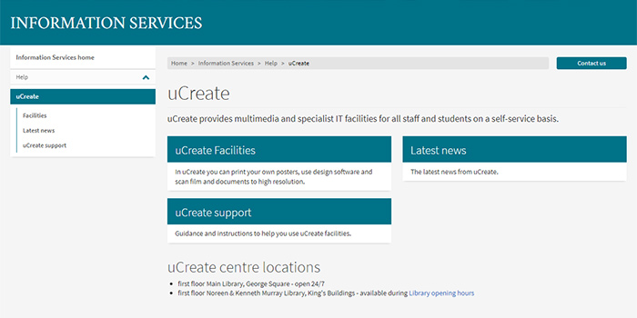 uCreate Self Service Screencap